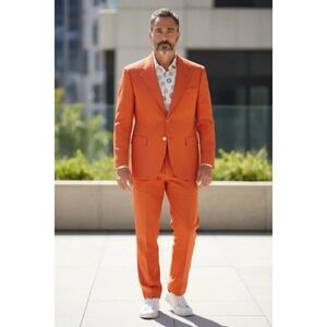 Vintage‎ Walton Clothes 1970's Ugly Orange Halloween Suit 48 Regular